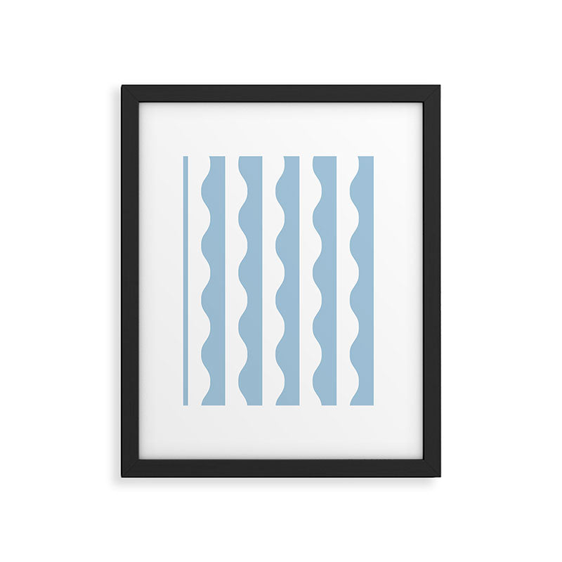 Classic Wavy Stripe Pattern 855 Light Blue Framed Art Print Gallery Image 6