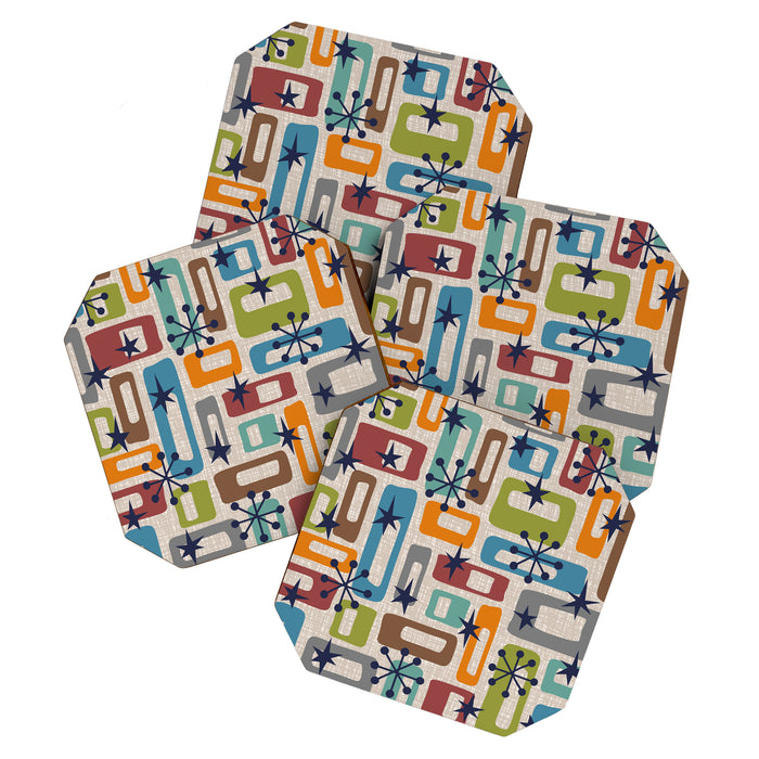 Colorful Retro Mid Century Modern Solar Squares 629 Coaster Gallery Image 1