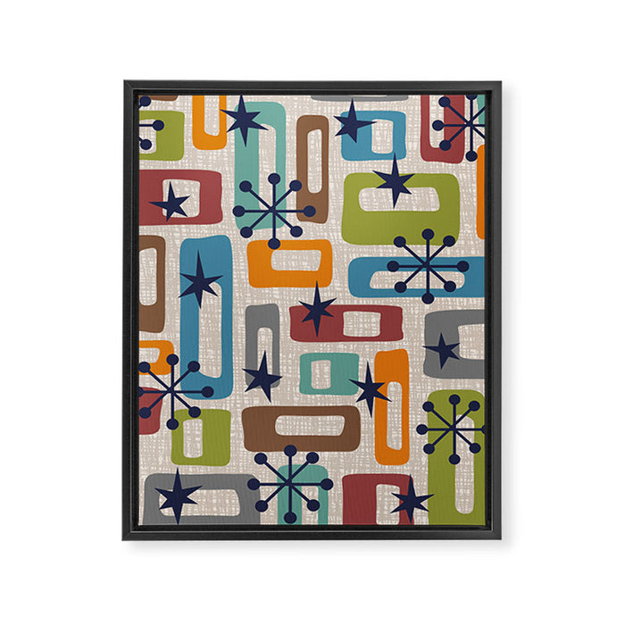 Colorful Retro Mid Century Modern Solar Squares 629 Framed Canvas Print Gallery Image 1