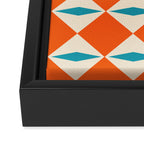 Geometric Diamond Pattern 823 Orange Turquoise and Beige Framed Canvas Print Gallery Image 3