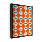 Geometric Diamond Pattern 823 Orange Turquoise and Beige Framed Canvas Print Gallery Image 2