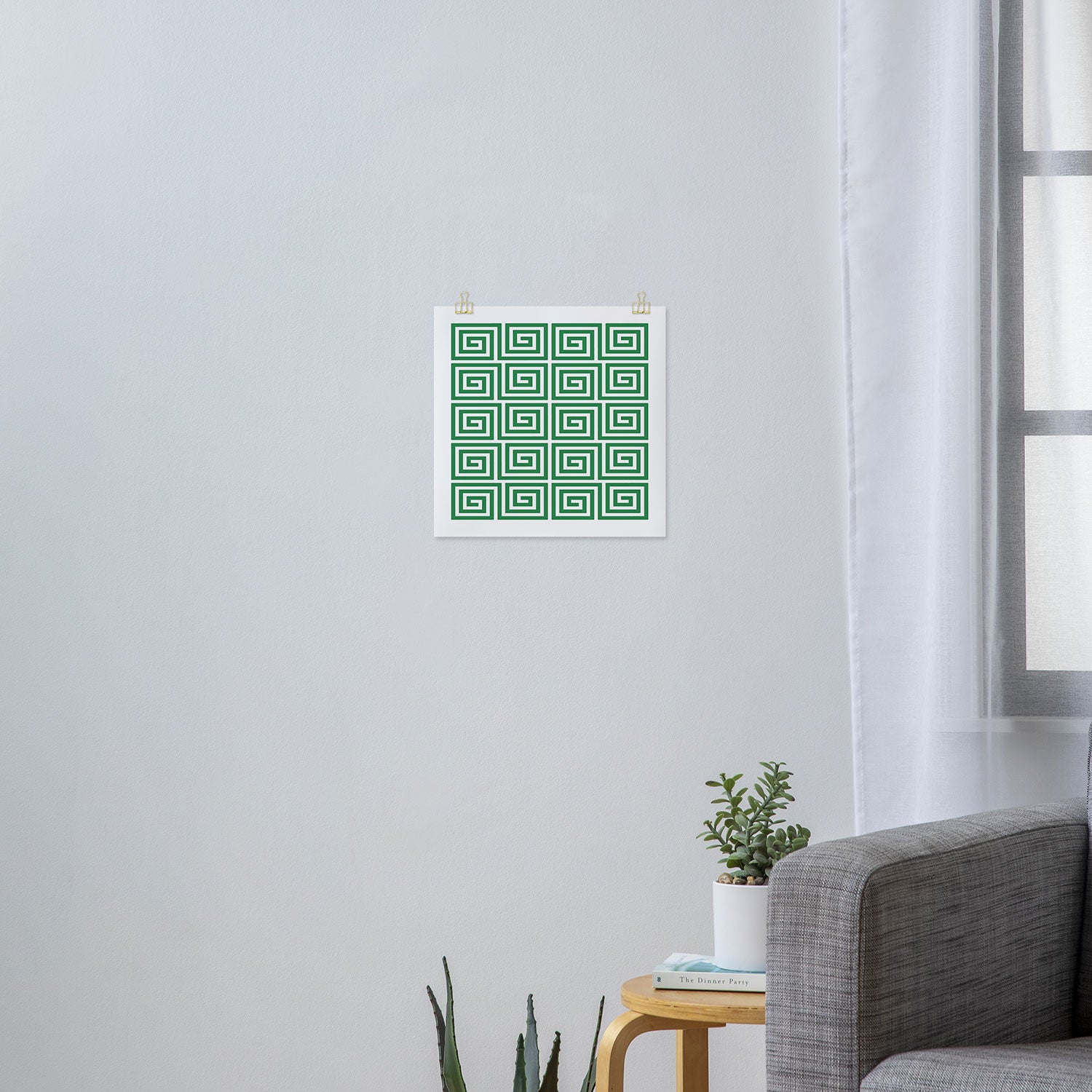 Greek Key Pattern 130 Green Art Print Gallery Image 3