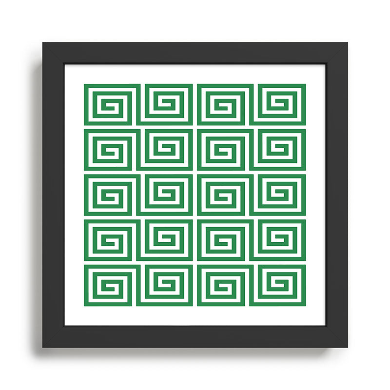 Greek Key Pattern 130 Green Framed Art Print Gallery Image 1