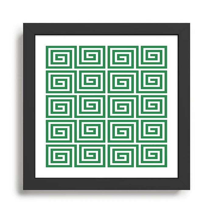 Greek Key Pattern 130 Green Framed Art Print Gallery Image 1