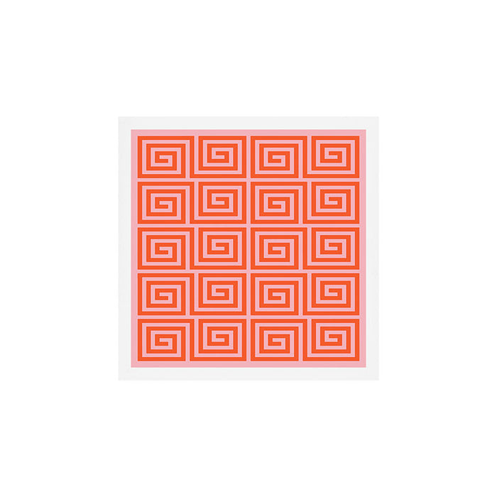 Greek Key Pattern 133 Orange and Pink Art Print Gallery Image 1
