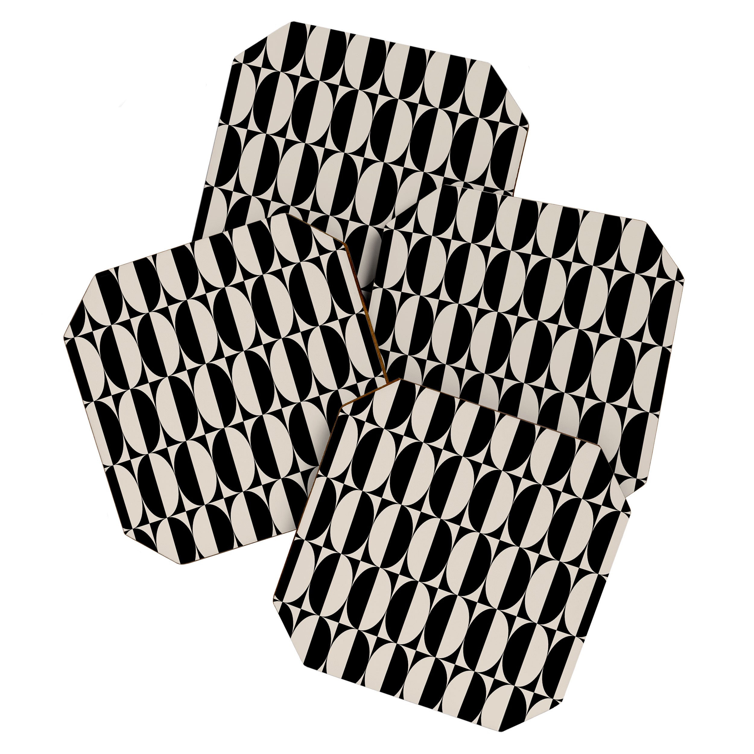 Hollywood Regency 261 Scandi Black and Linen White Coaster Gallery Image 1