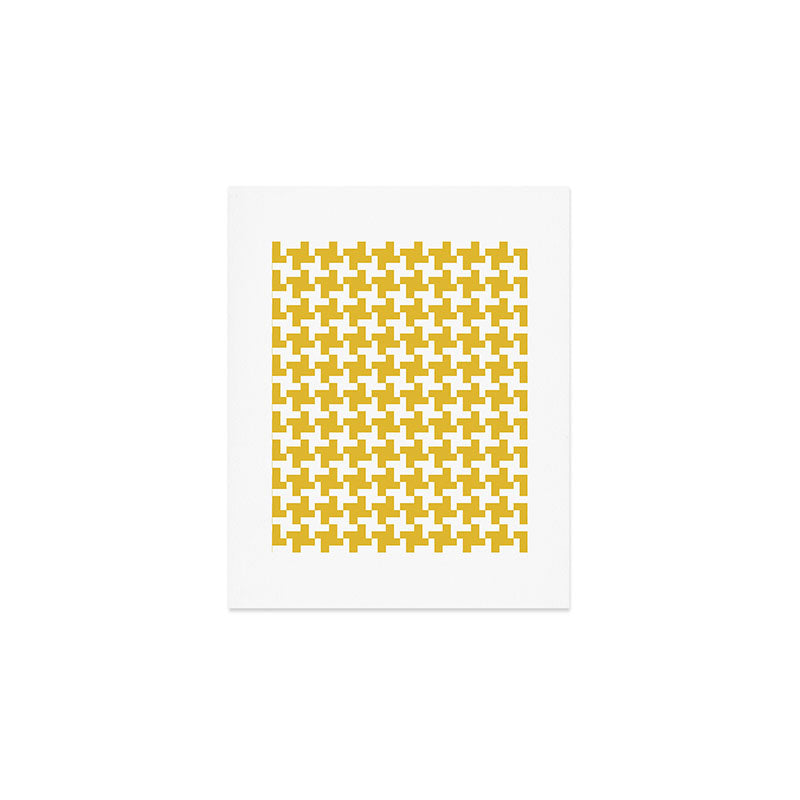 Houndstooth Pattern Mustard Yellow Art Print Gallery Image 1