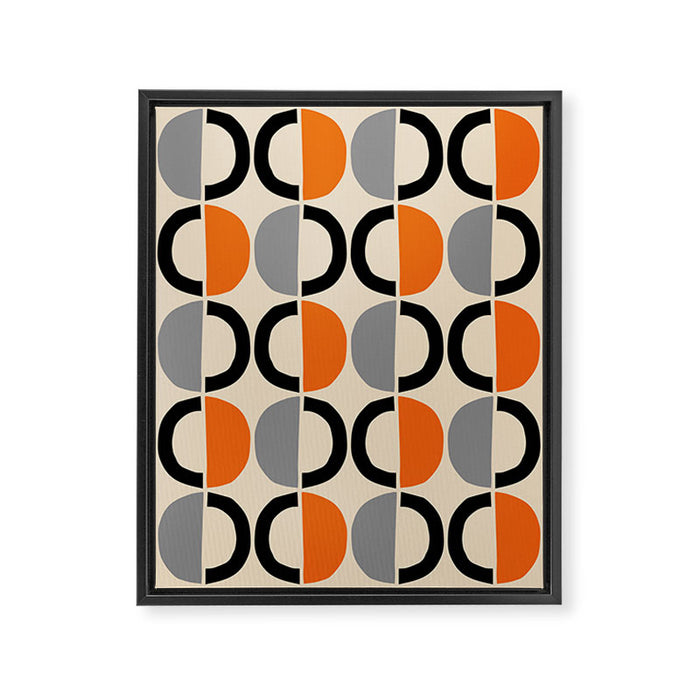Mid Century Decor 548 Beige Black Gray and Orange Framed Canvas Print Gallery Image 1