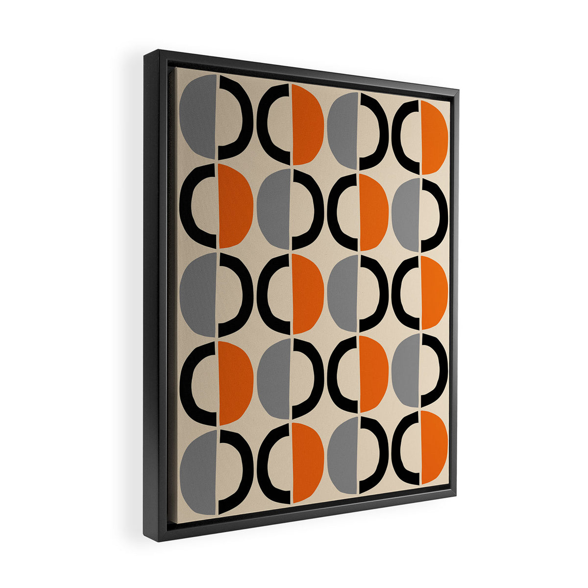 Mid Century Decor 548 Beige Black Gray and Orange Framed Canvas Print Gallery Image 2