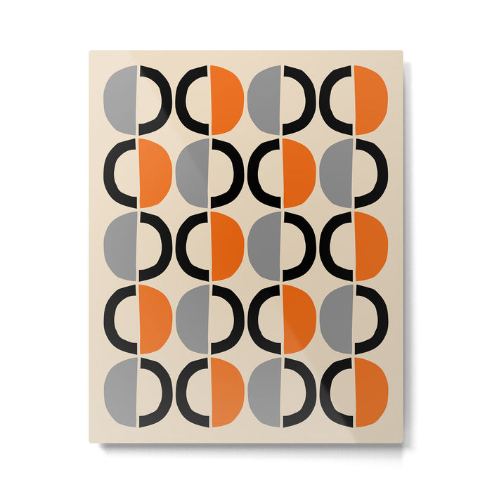 Mid Century Decor 548 Beige Black Gray and Orange Metal Print Gallery Image 1