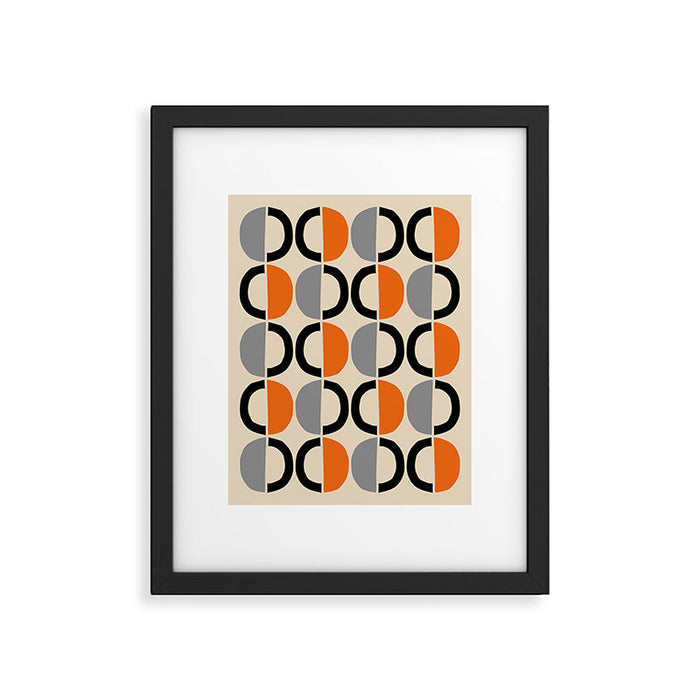 Mid Century Decor 548 Beige Black Gray and Orange Framed Art Print Gallery Image 1
