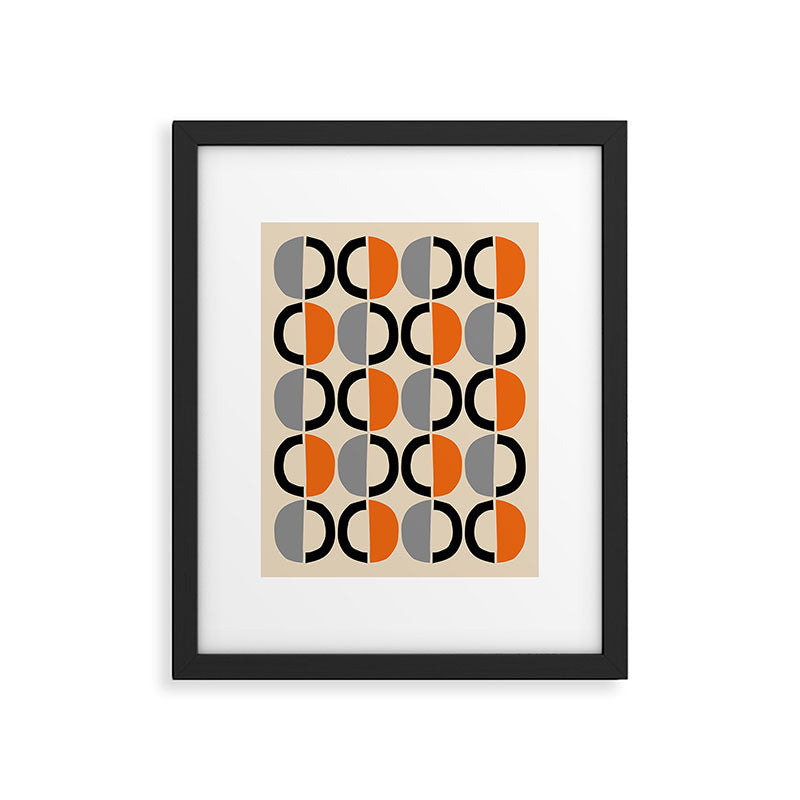Mid Century Decor 548 Beige Black Gray and Orange Framed Art Print Gallery Image 6