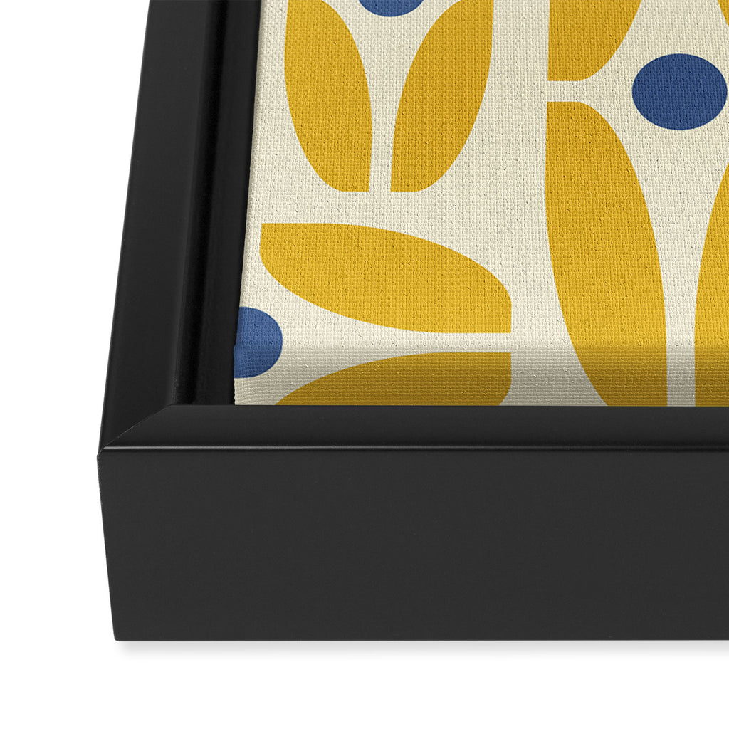 Mid Century Decoration 825 Yellow and Blue Framed Canvas Print Gallery Image 3