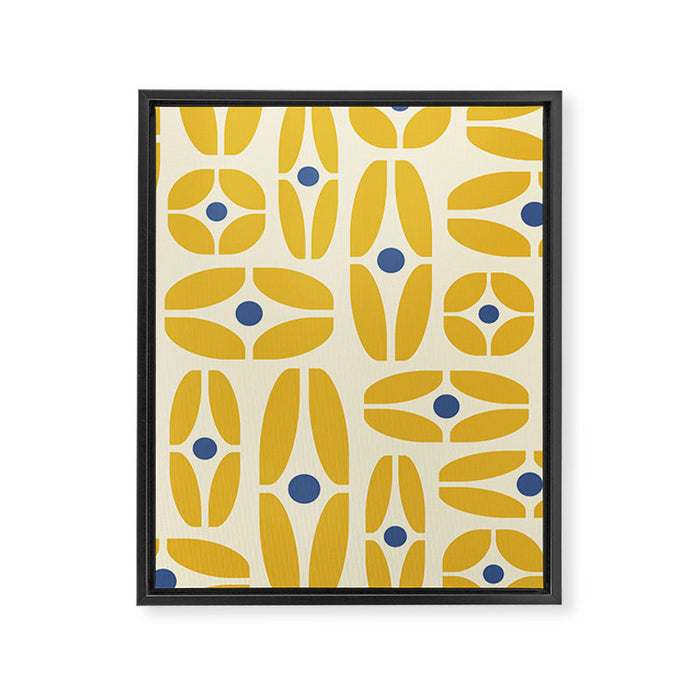 Mid Century Decoration 825 Yellow and Blue Framed Canvas Print Gallery Image 1