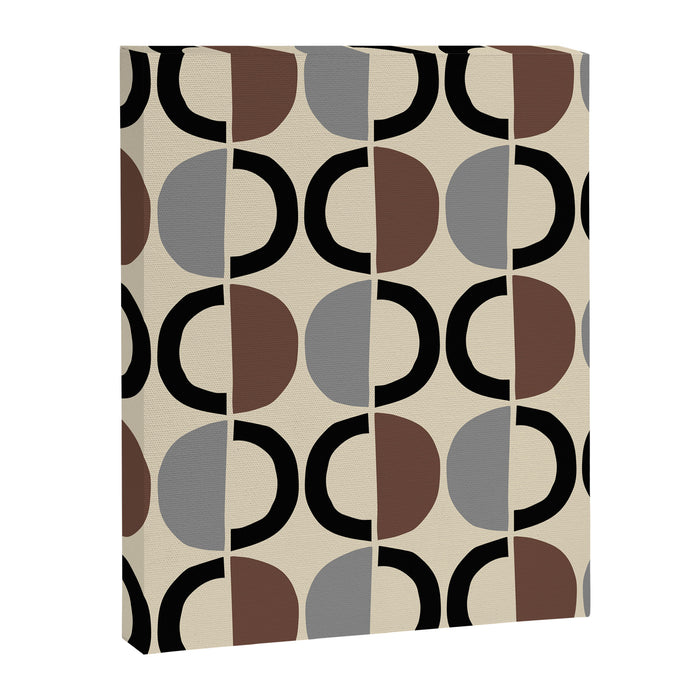 Mid Century Half Circle Pattern 582 Black Brown Gray and Beige Canvas Print Gallery Image 1