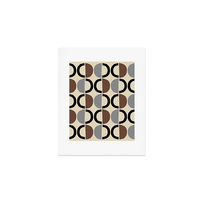 Mid Century Half Circle Pattern 582 Black Brown Gray and Beige Art Print Gallery Image 1