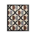 Mid Century Half Circle Pattern 582 Black Brown Gray and Beige Framed Canvas Print Gallery Image 8