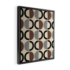 Mid Century Half Circle Pattern 582 Black Brown Gray and Beige Framed Canvas Print Gallery Image 2