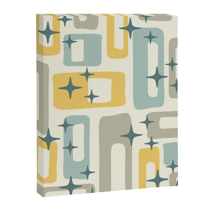 Mid Century Modern Abstract 132 Winter Yellow Gray and Blue Canvas Print Gallery Image 1
