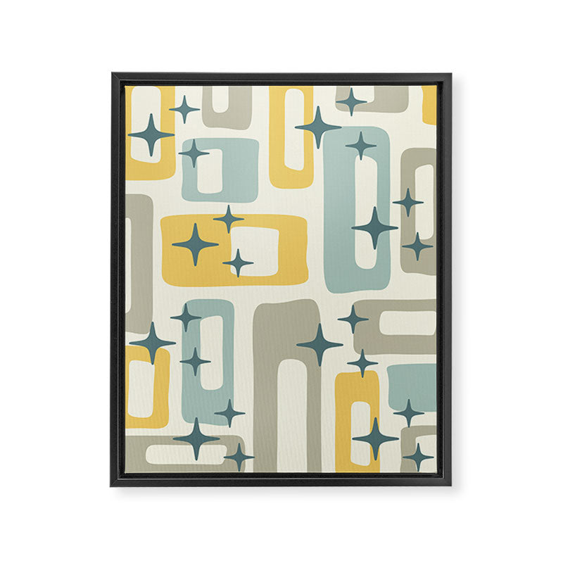 Mid Century Modern Abstract 132 Winter Yellow Gray and Blue Framed Canvas Print Gallery Image 8