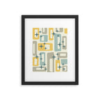 Mid Century Modern Abstract 132 Winter Yellow Gray and Blue Framed Art Print Gallery Image 6