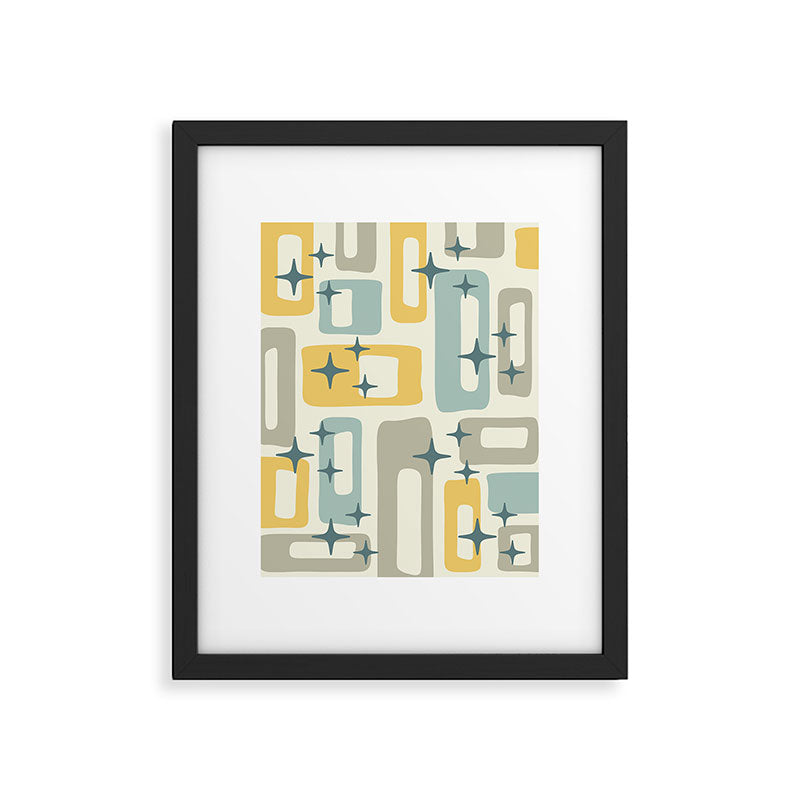 Mid Century Modern Abstract 132 Winter Yellow Gray and Blue Framed Art Print Gallery Image 6