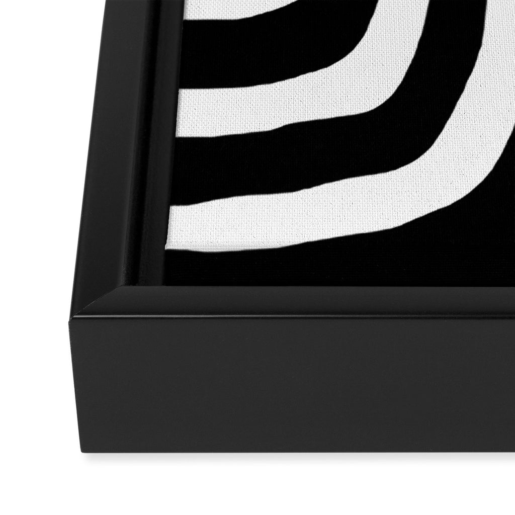 Mid Century Modern Abstract Composition 327 Black and White Framed Canvas Print Gallery Image 3