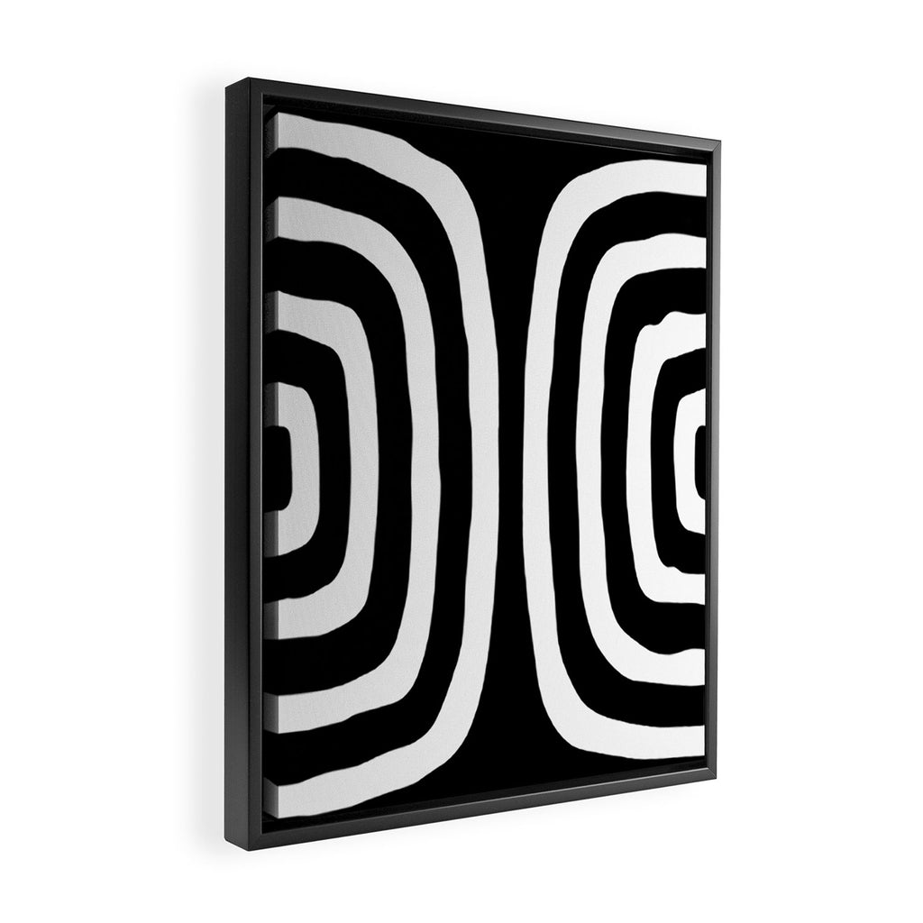 Mid Century Modern Abstract Composition 327 Black and White Framed Canvas Print Gallery Image 2