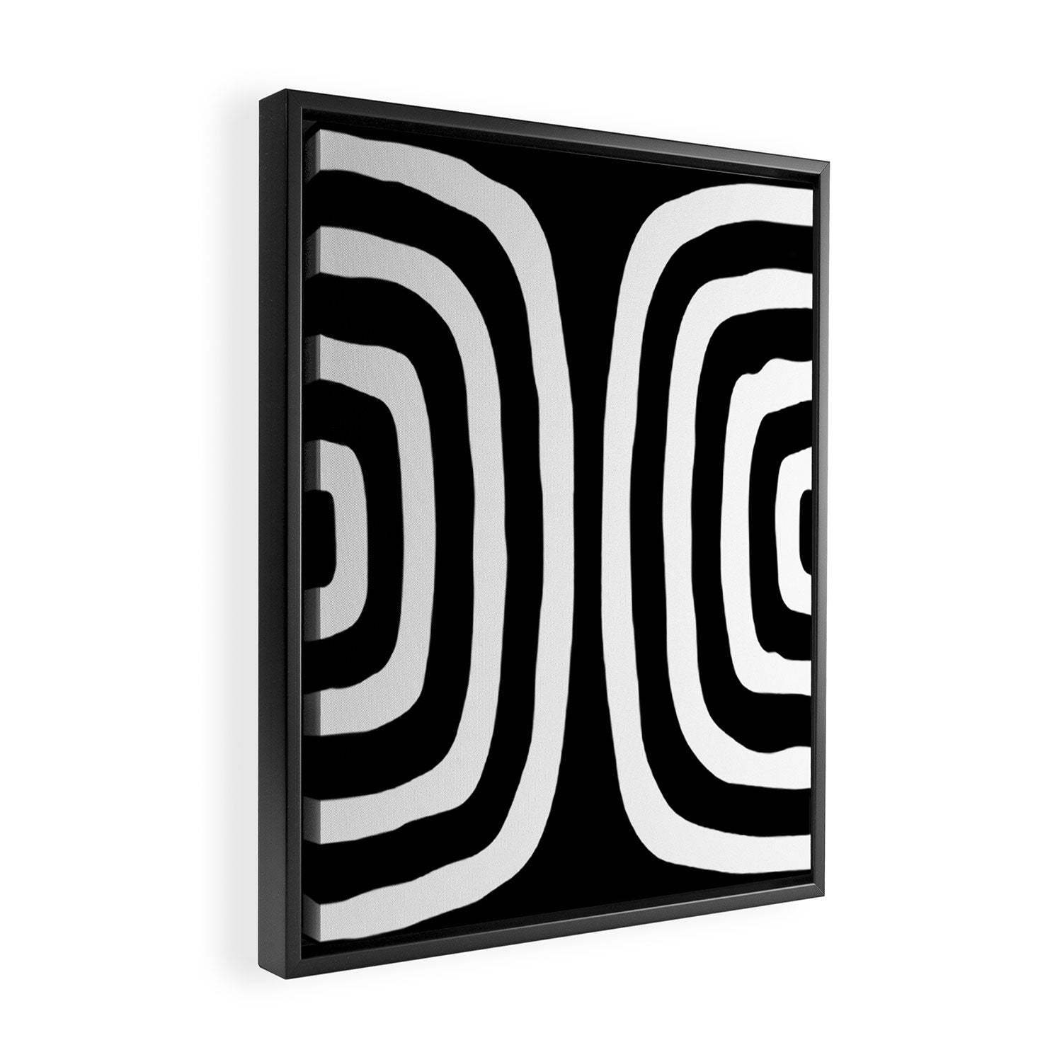 Mid Century Modern Abstract Composition 327 Black and White Framed Canvas Print Gallery Image 2