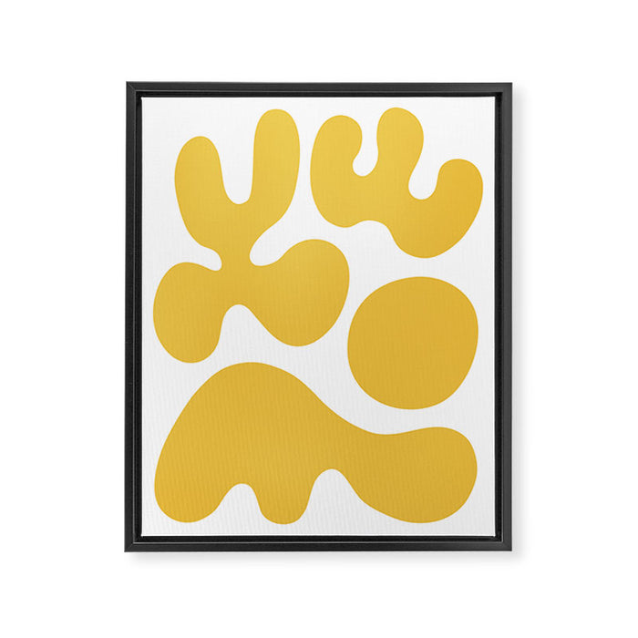 Mid Century Modern Abstract Organic Shapes 337 Yellow Framed Canvas Print Gallery Image 1