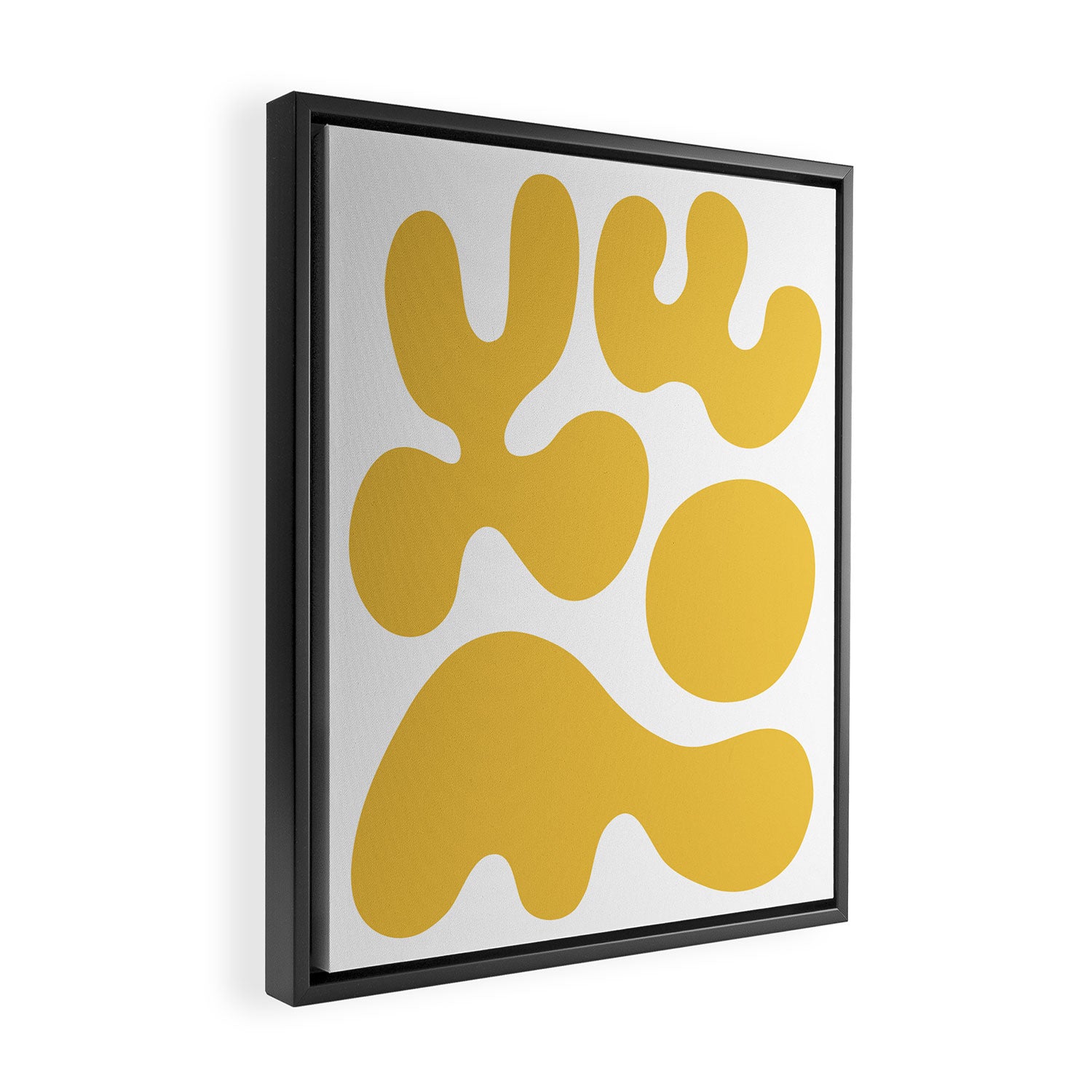 Mid Century Modern Abstract Organic Shapes 337 Yellow Framed Canvas Print Gallery Image 2