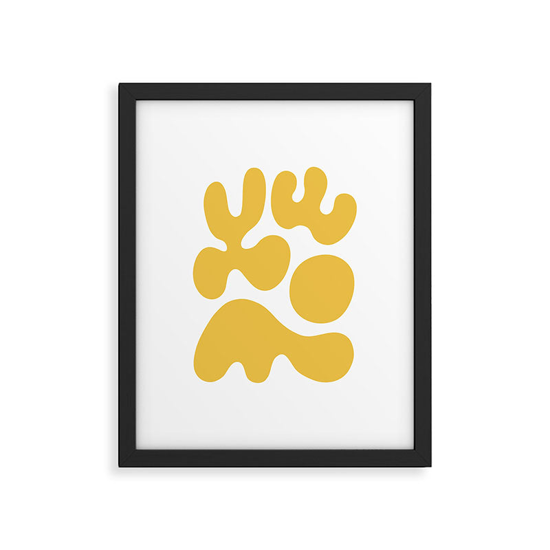 Mid Century Modern Abstract Organic Shapes 337 Yellow Framed Art Print Gallery Image 6