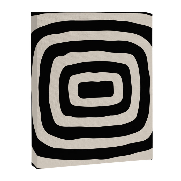 Mid Century Modern Abstract Shape 536 Black and Linen White Canvas Print Gallery Image 1