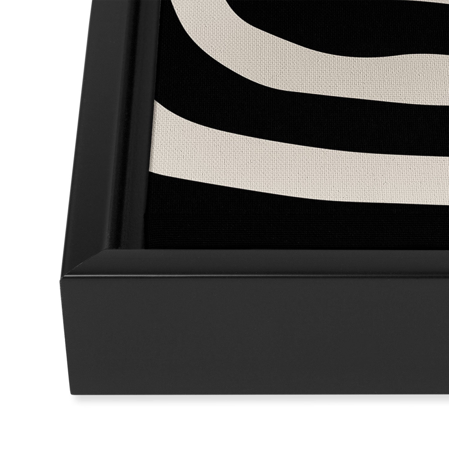 Mid Century Modern Abstract Shape 536 Black and Linen White Framed Canvas Print Gallery Image 3