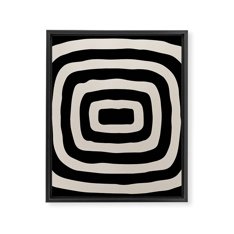 Mid Century Modern Abstract Shape 536 Black and Linen White Framed Canvas Print Gallery Image 8