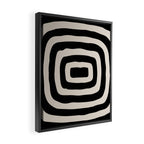Mid Century Modern Abstract Shape 536 Black and Linen White Framed Canvas Print Gallery Image 2