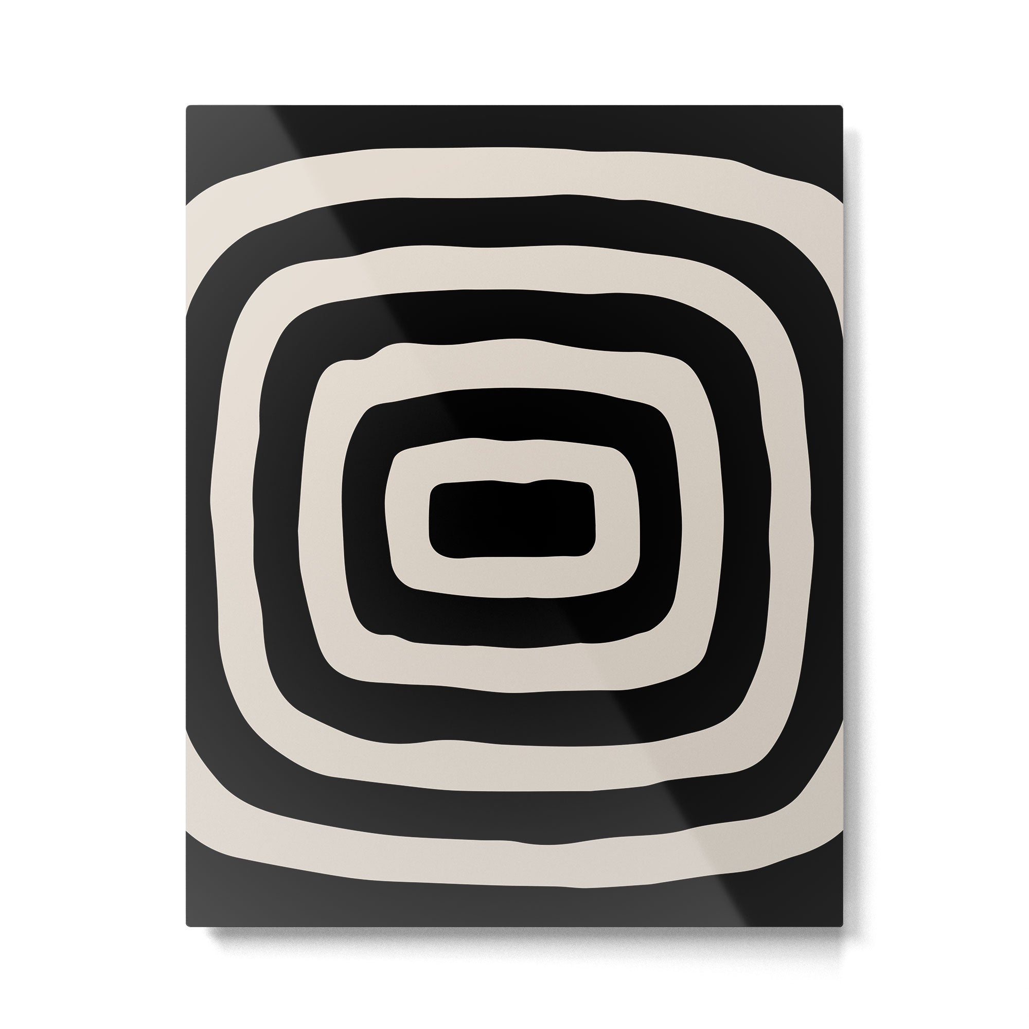 Mid Century Modern Abstract Shape 536 Black and Linen White Metal Print Gallery Image 6