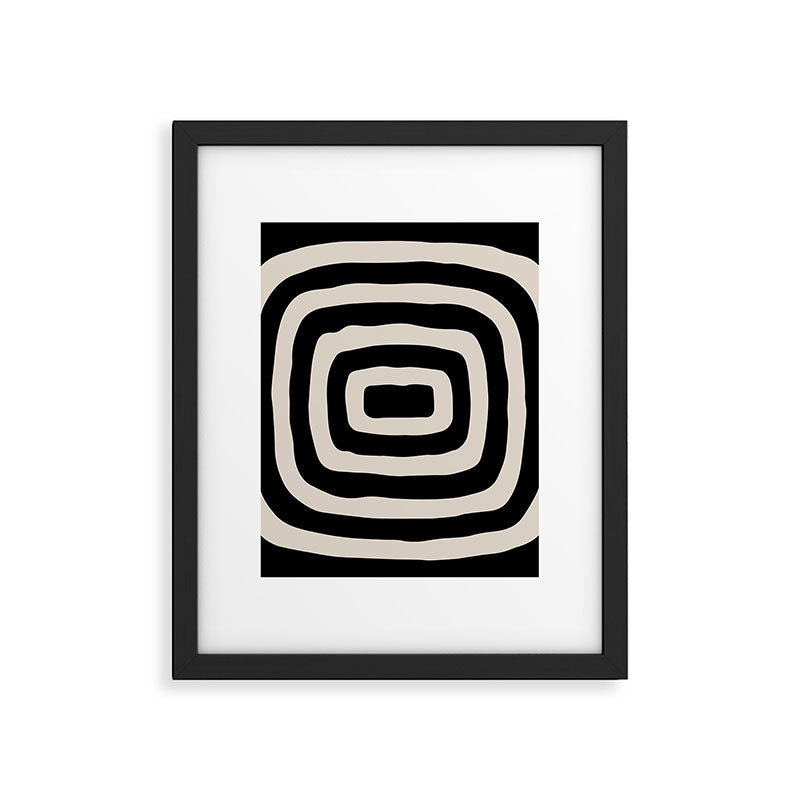 Mid Century Modern Abstract Shape 536 Black and Linen White Framed Art Print Gallery Image 6