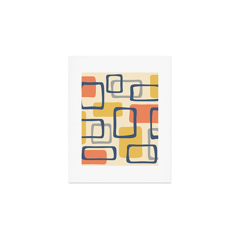 Mid Century Modern Abstract Squares Pattern 456 Art Print Gallery Image 1