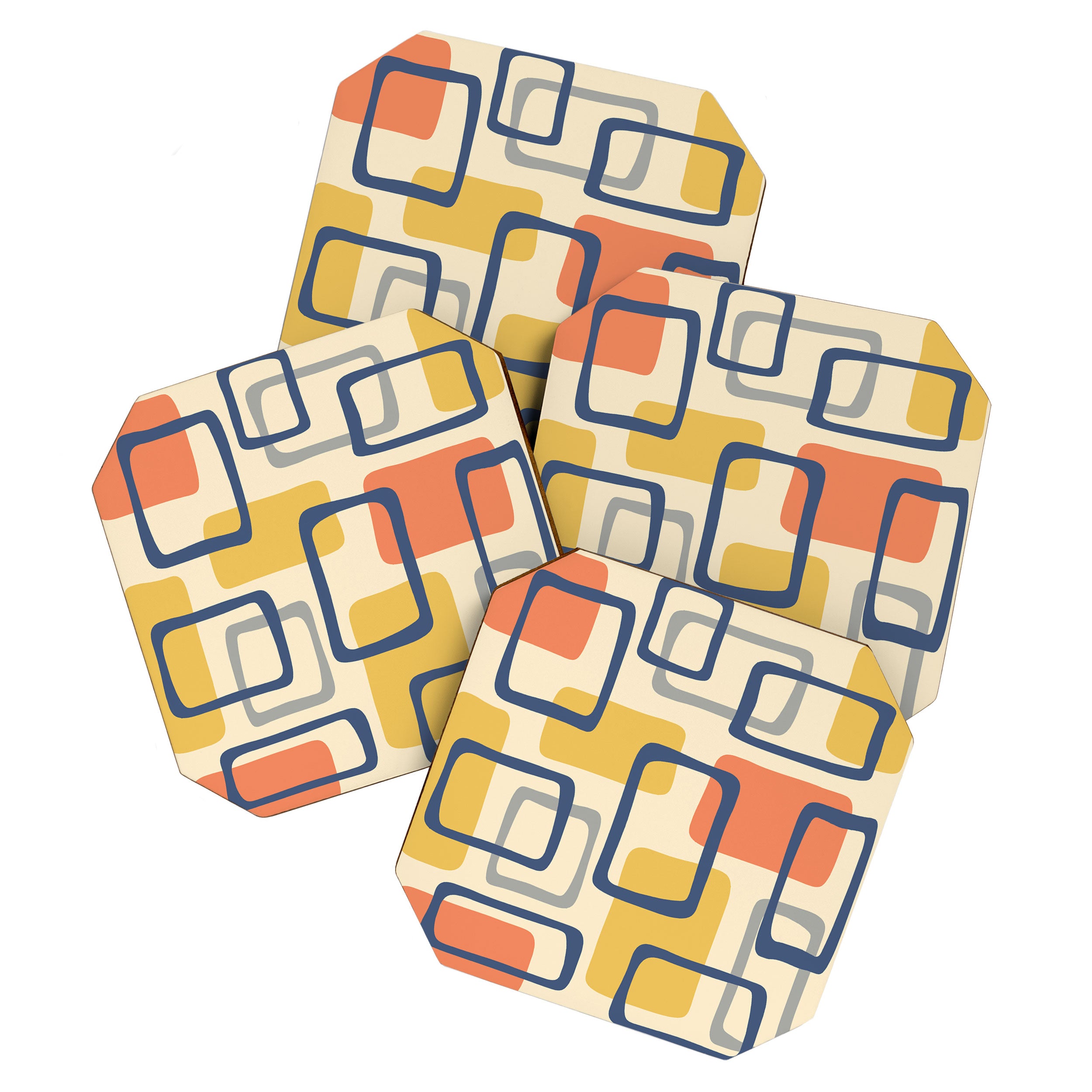 Mid Century Modern Abstract Squares Pattern 456 Coaster Gallery Image 1
