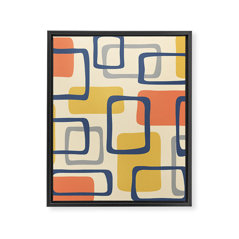 Mid Century Modern Abstract Squares Pattern 456 Framed Canvas Print Gallery Image 8