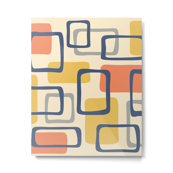 Mid Century Modern Abstract Squares Pattern 456 Metal Print Gallery Image 1