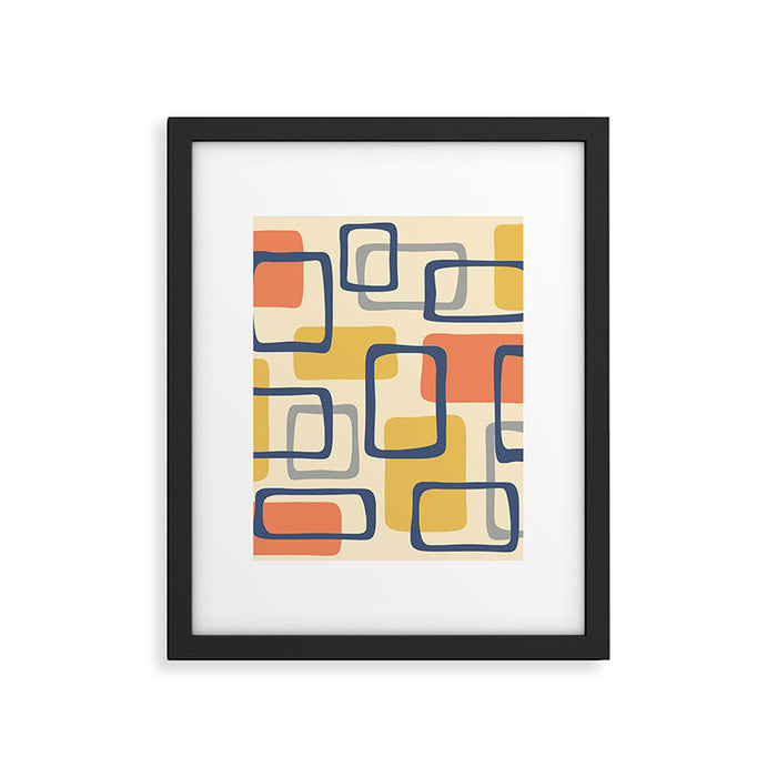 Mid Century Modern Abstract Squares Pattern 456 Framed Art Print Gallery Image 1