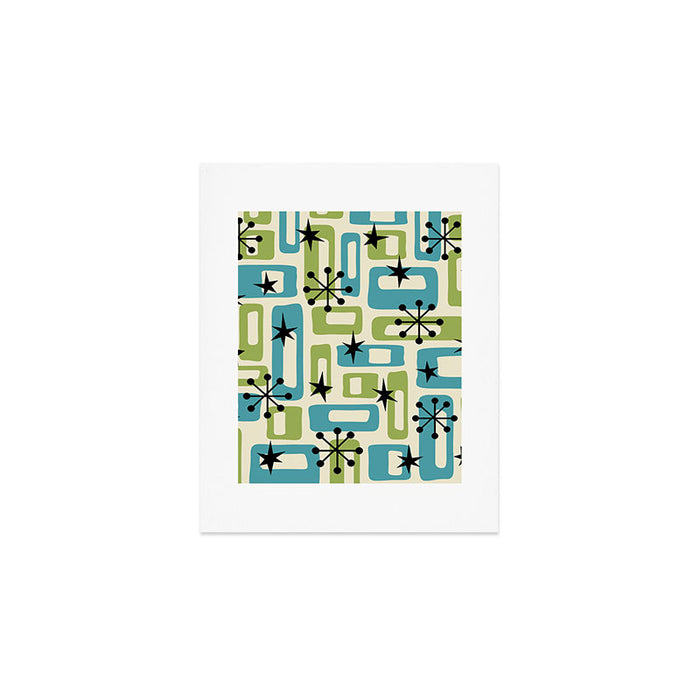Mid Century Modern Atomic Age Decoration 644 Googie Blue and Green Art Print Gallery Image 1