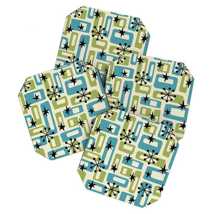 Mid Century Modern Atomic Age Decoration 644 Googie Blue and Green Coaster Gallery Image 1