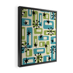 Mid Century Modern Atomic Age Decoration 644 Googie Blue and Green Framed Canvas Print Gallery Image 2