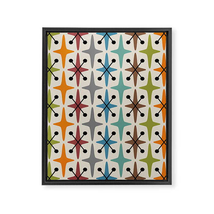 Mid Century Modern Atomic Age Starburst Pattern 226 Googie  Framed Canvas Print Gallery Image 1