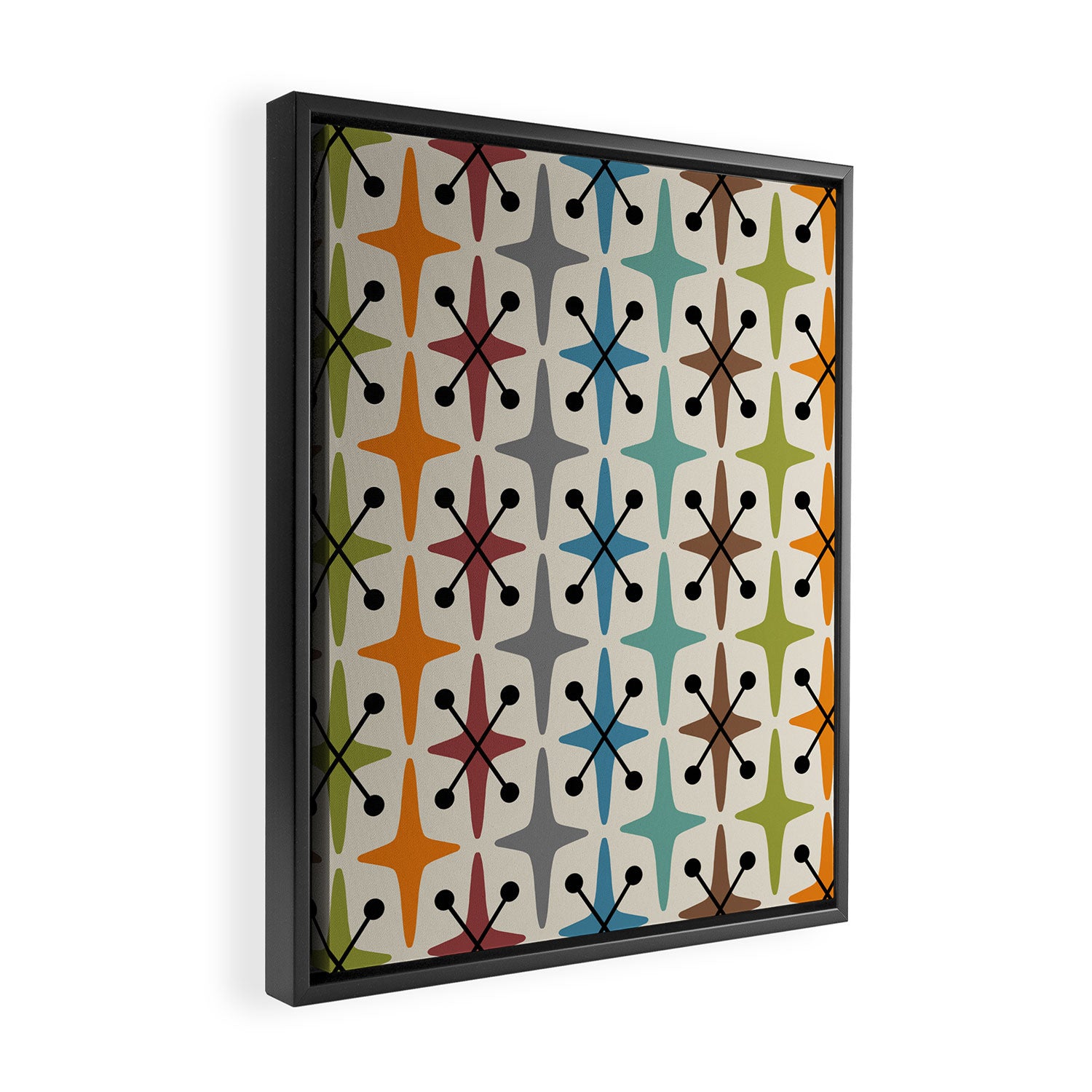 Mid Century Modern Atomic Age Starburst Pattern 226 Googie  Framed Canvas Print Gallery Image 2