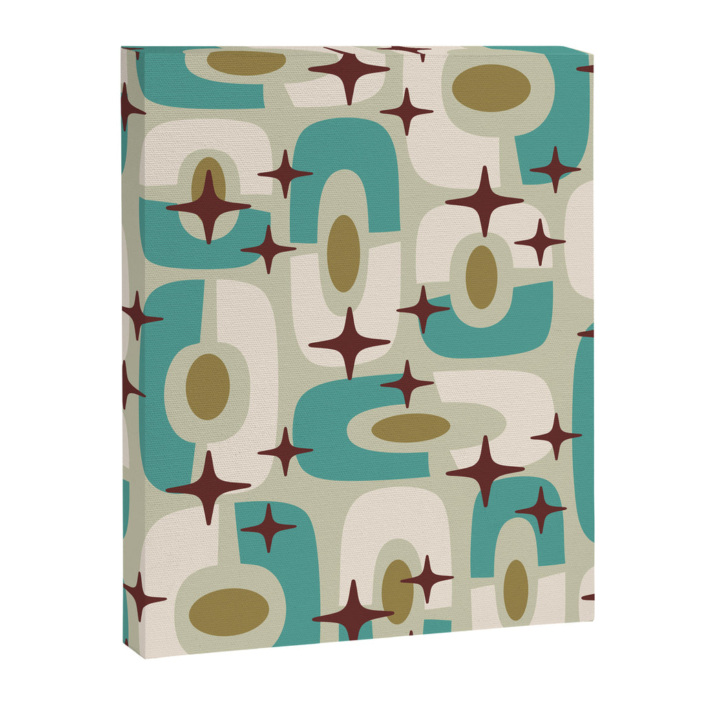 Mid Century Modern Atomic Googie Decor 144 Turquoise and Gold Canvas Print Gallery Image 8