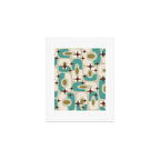 Mid Century Modern Atomic Googie Decor 144 Turquoise and Gold Art Print Gallery Image 1